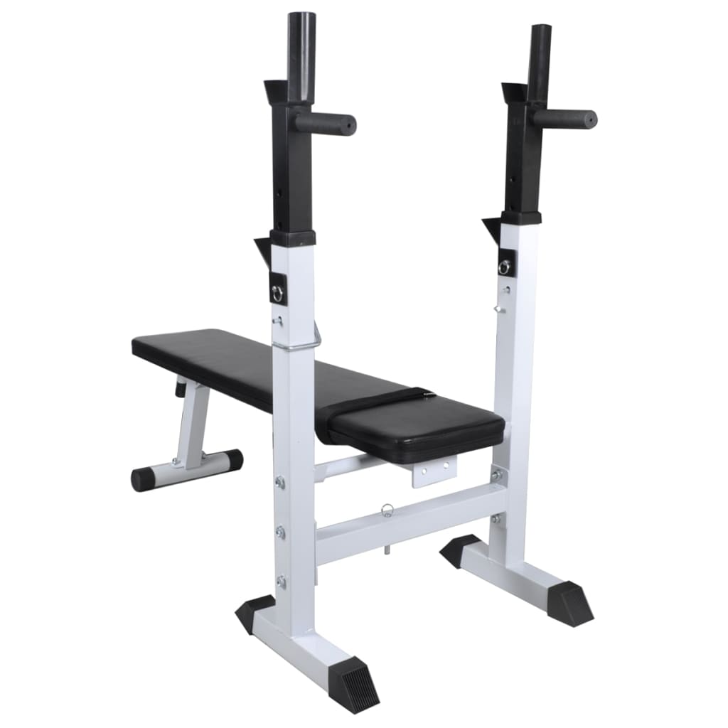 vidaXL Workout Bench with Weight Rack, Barbell and Dumbbell Set 60.5kg