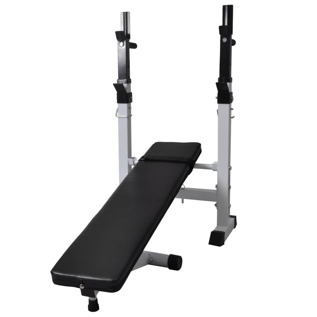 vidaXL Workout Bench with Weight Rack, Barbell and Dumbbell Set 60.5kg