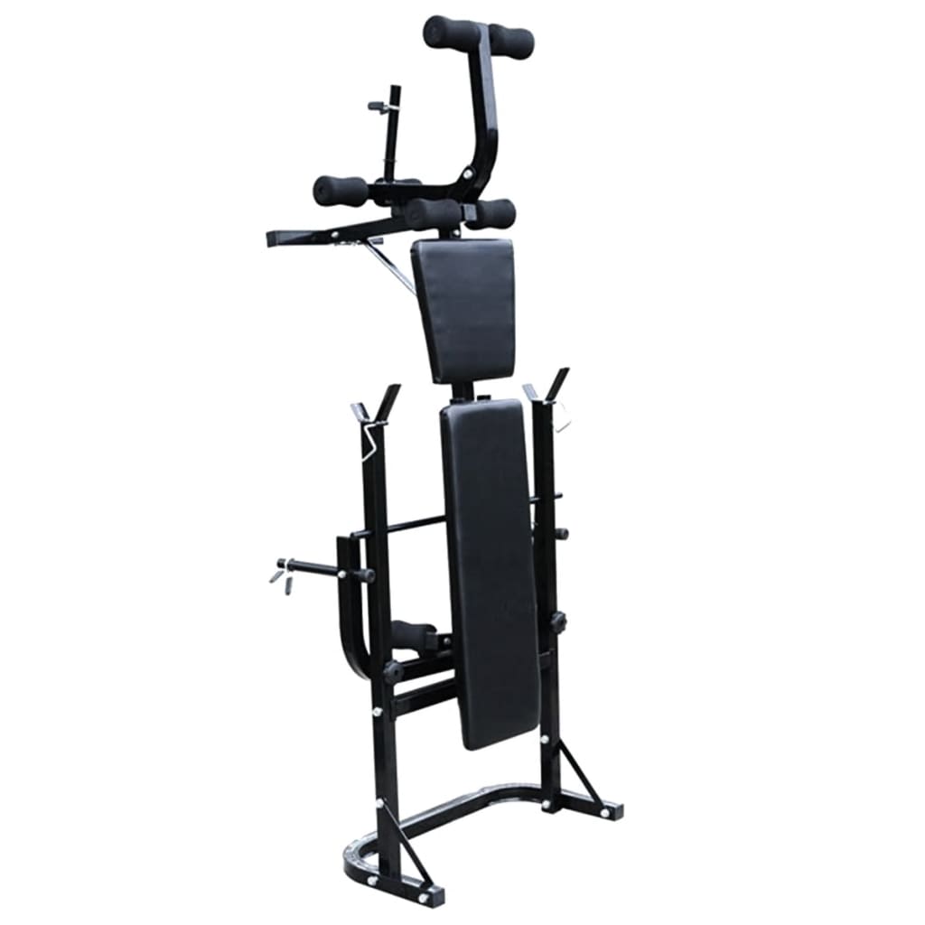 vidaXL Weight Bench with Weight Rack, Barbell and Dumbbell Set 60.5kg