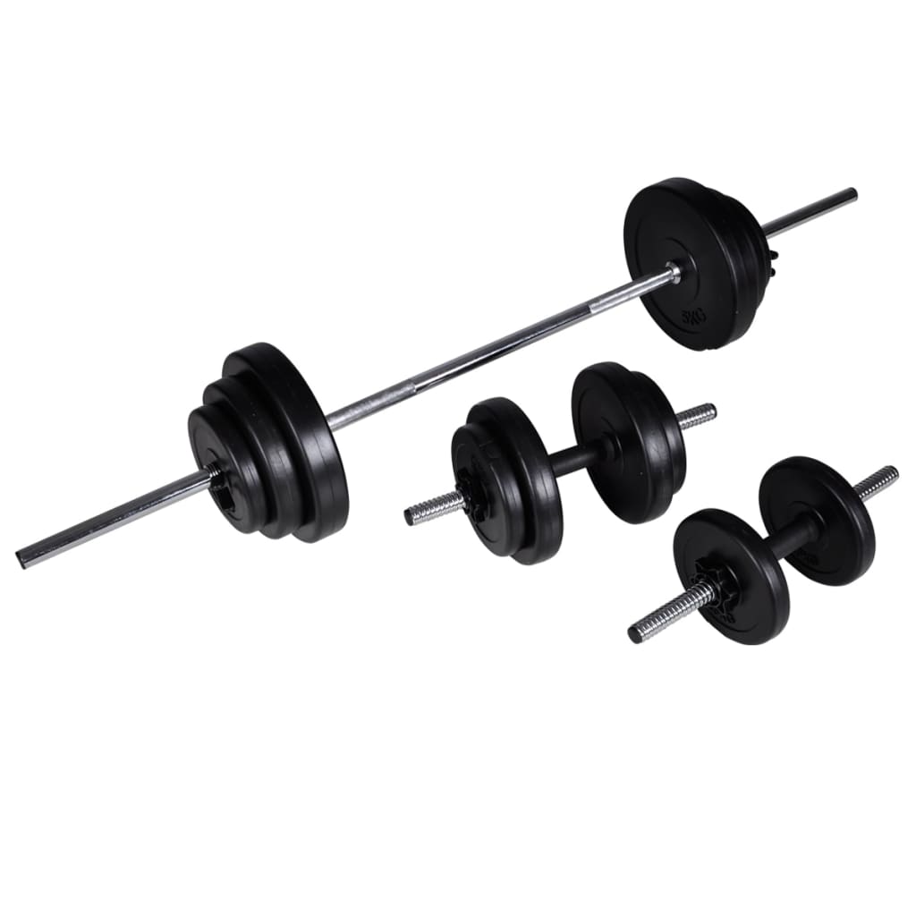 vidaXL Weight Bench with Weight Rack, Barbell and Dumbbell Set 30.5kg