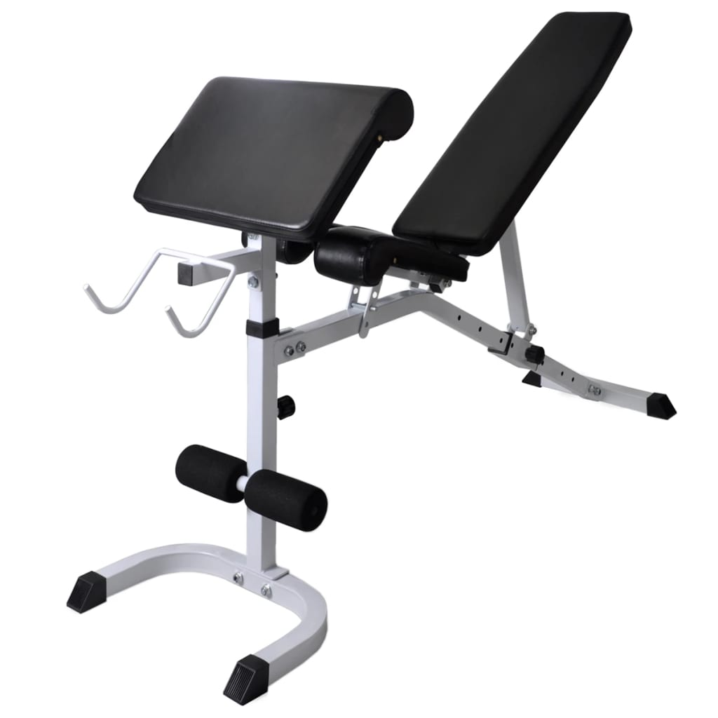 Workout Bench with Weight Rack, Barbell and Dumbbell Set 90 kg