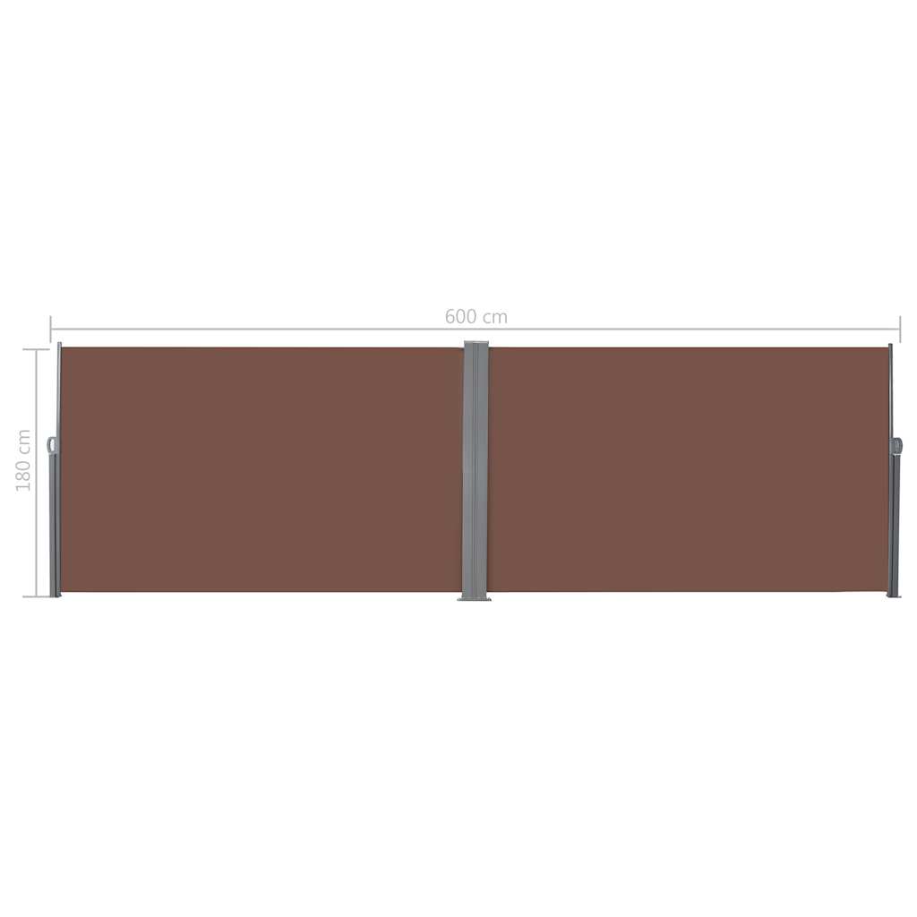 vidaXL Retractable Side Awning 180x600 cm Brown