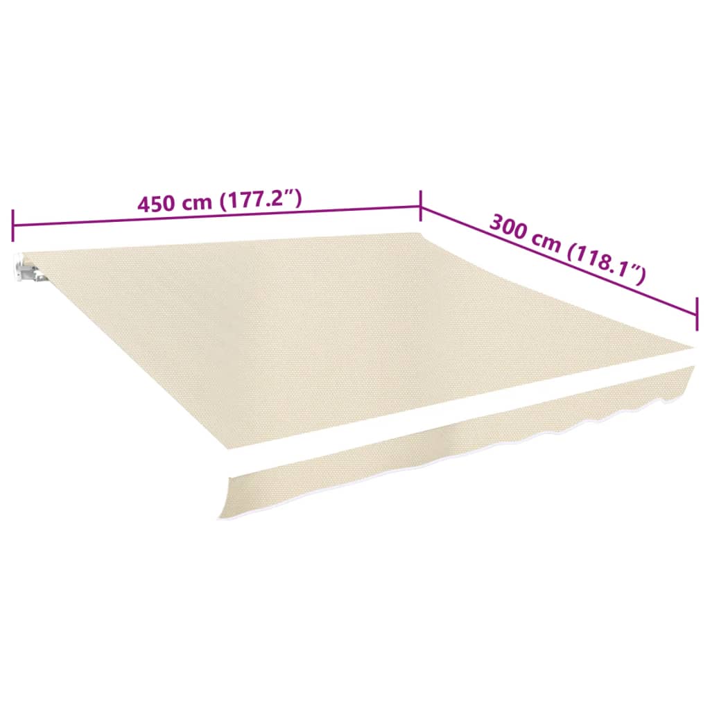 Awning Top Sunshade Canvas Cream 4.5x3 m