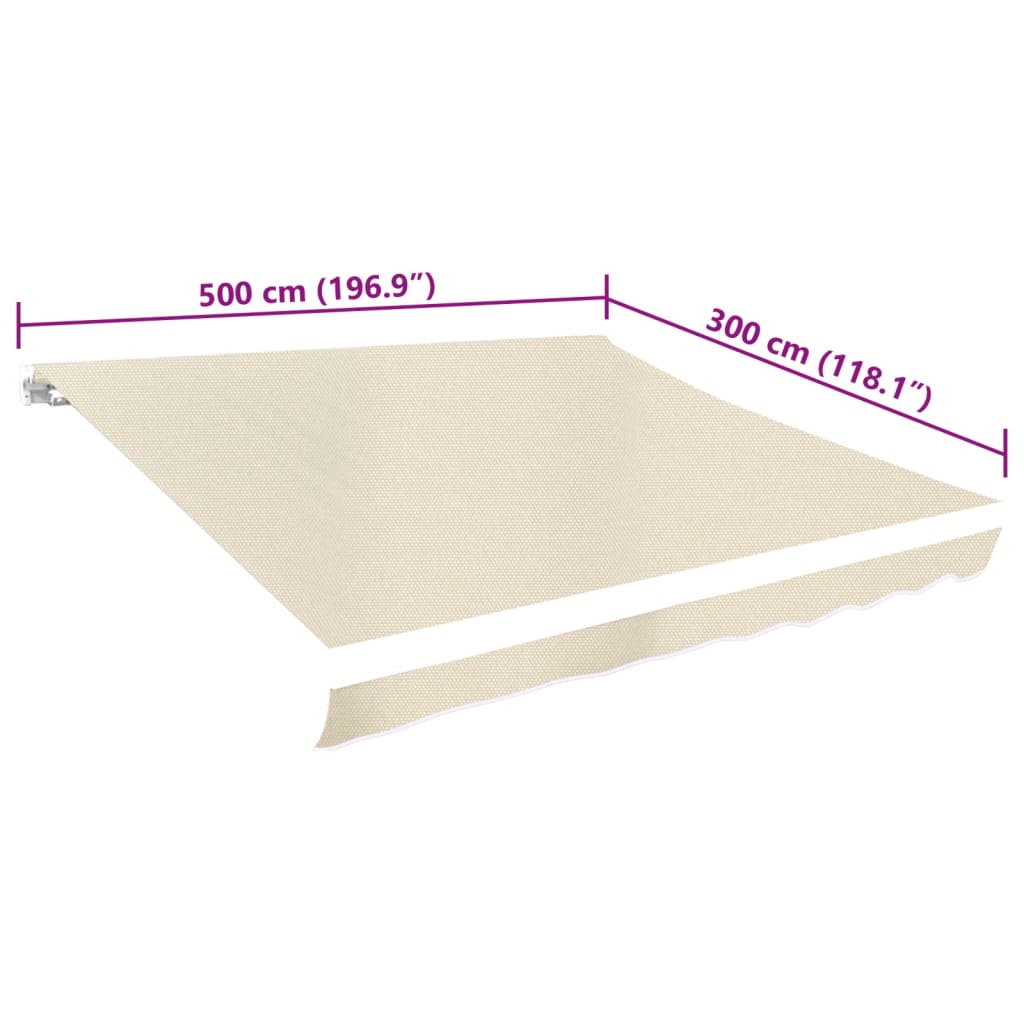 vidaXL Awning Top Sunshade Canvas Cream 500x300 cm