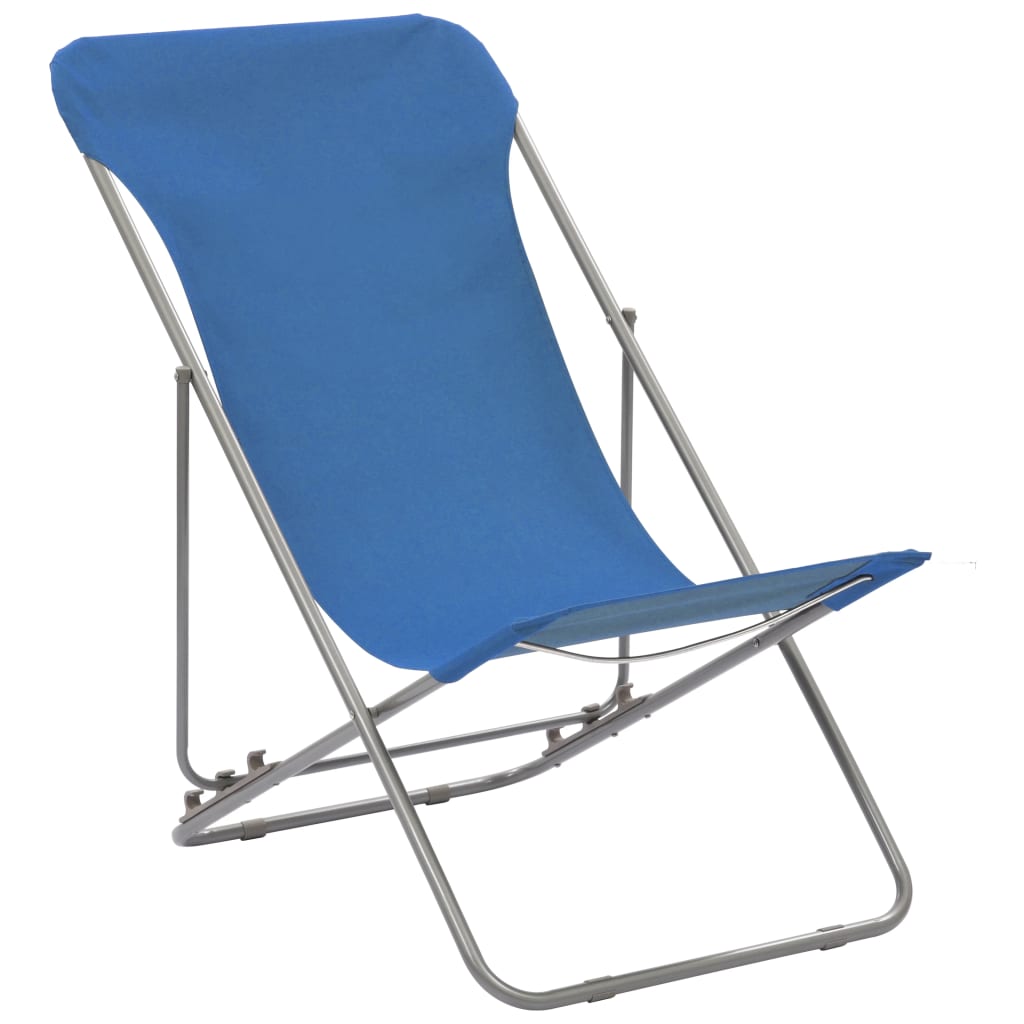 vidaXL Folding Beach Chairs 2 pcs Steel and Oxford Fabric Blue