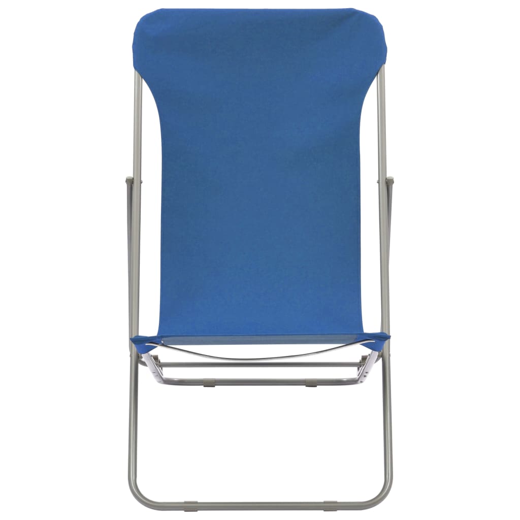 vidaXL Folding Beach Chairs 2 pcs Steel and Oxford Fabric Blue