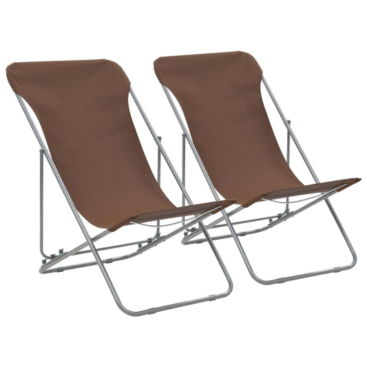 Folding Chairs 2 pcs Steel and Oxford Fabric Brown