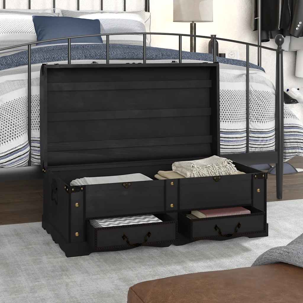 275394 vidaXL Treasure Chest Wood Black 90x51x42 cm(60797)