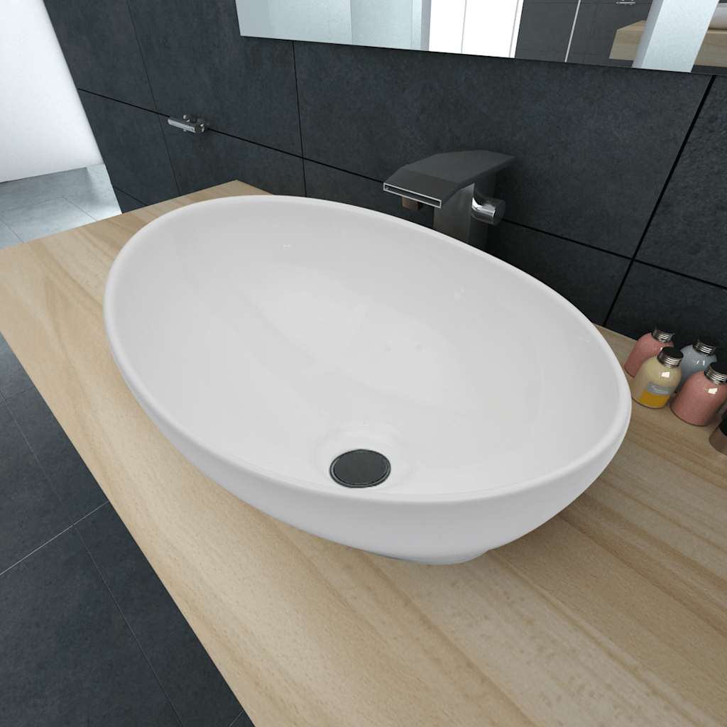 275396 vidaXL Ceramic Basin 40x33 cm Oval White (140674)