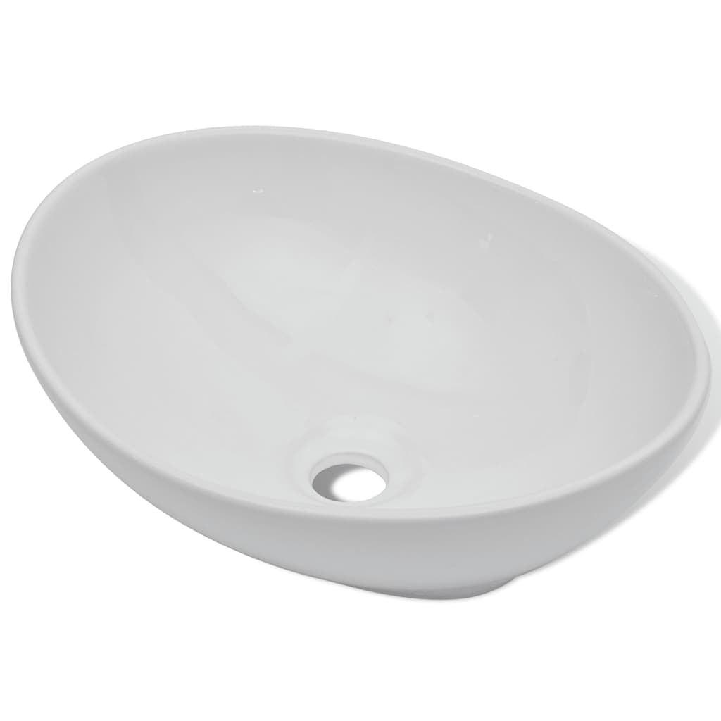 275396 vidaXL Ceramic Basin 40x33 cm Oval White (140674)