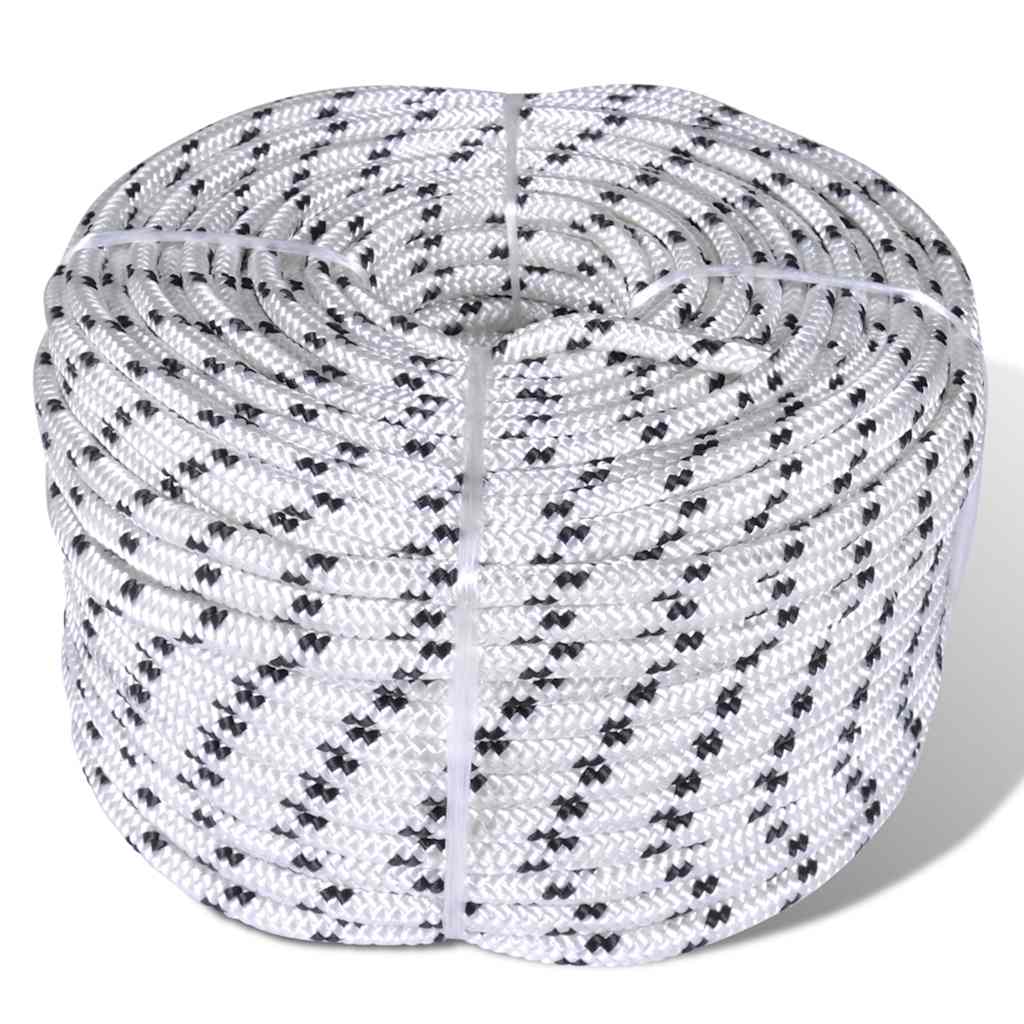 143790 vidaXL Braided Boat Rope Polyester 6 mm 500 m White