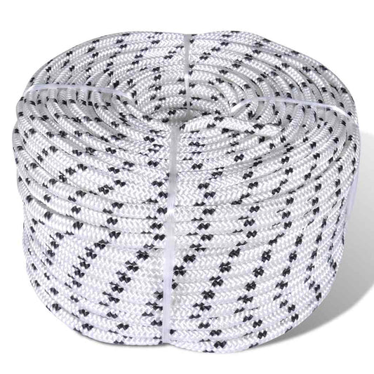 143790 vidaXL Braided Boat Rope Polyester 6 mm 500 m White