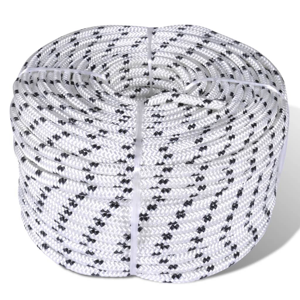 143791 vidaXL Braided Boat Rope Polyester 8 mm 250 m White