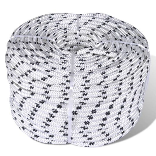 143791 vidaXL Braided Boat Rope Polyester 8 mm 250 m White
