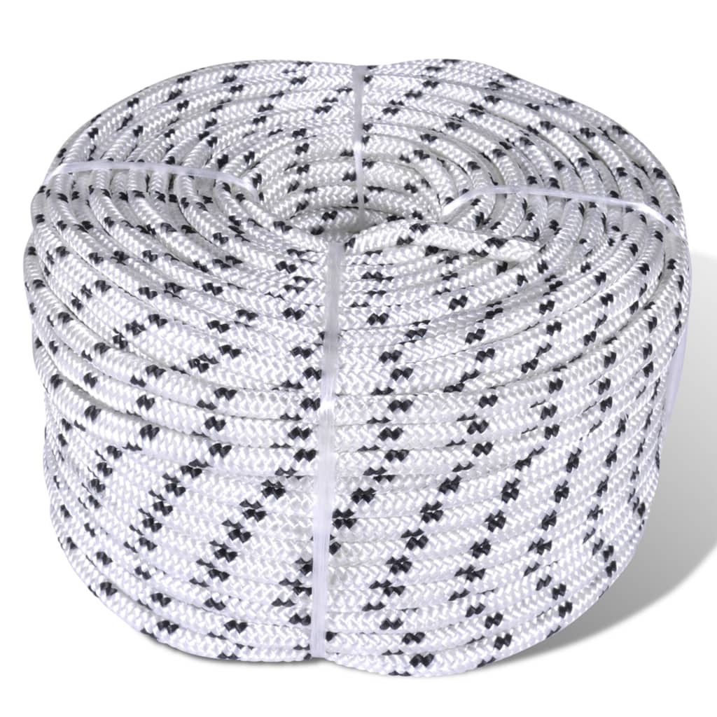 143792 vidaXL Braided Boat Rope Polyester 8 mm 500 m White