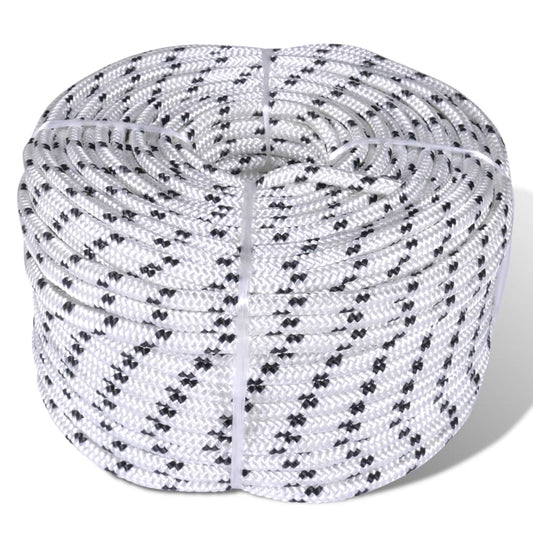 143792 vidaXL Braided Boat Rope Polyester 8 mm 500 m White