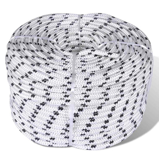 143793 vidaXL Braided Boat Rope Polyester 10 mm 250 m White
