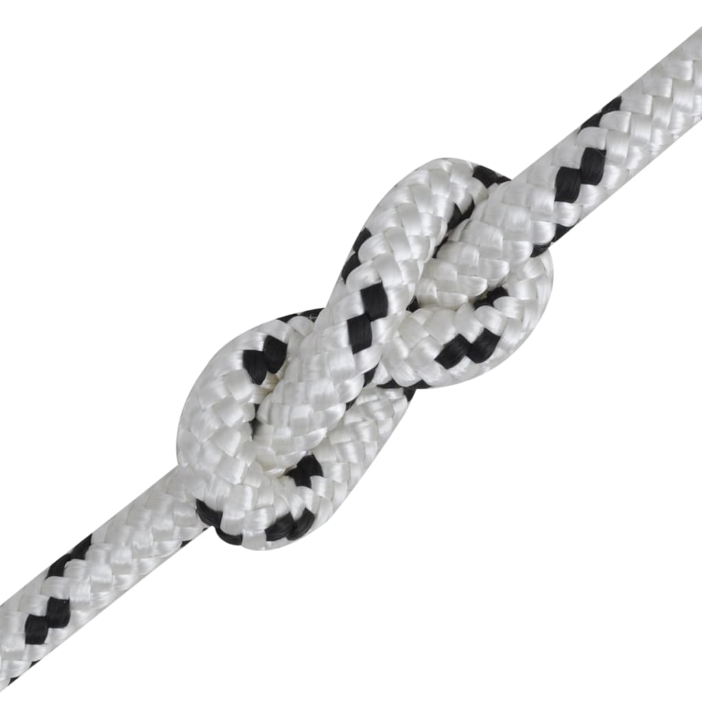 143793 vidaXL Braided Boat Rope Polyester 10 mm 250 m White