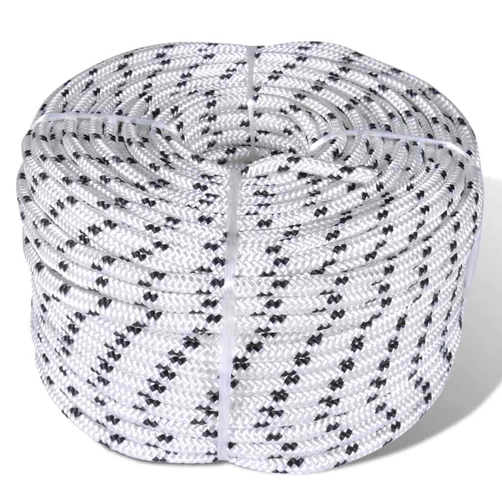 143794 vidaXL Braided Boat Rope Polyester 12 mm 250 m White