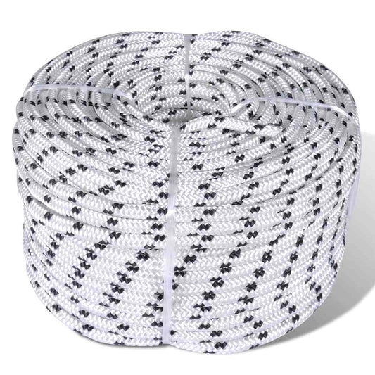 143794 vidaXL Braided Boat Rope Polyester 12 mm 250 m White