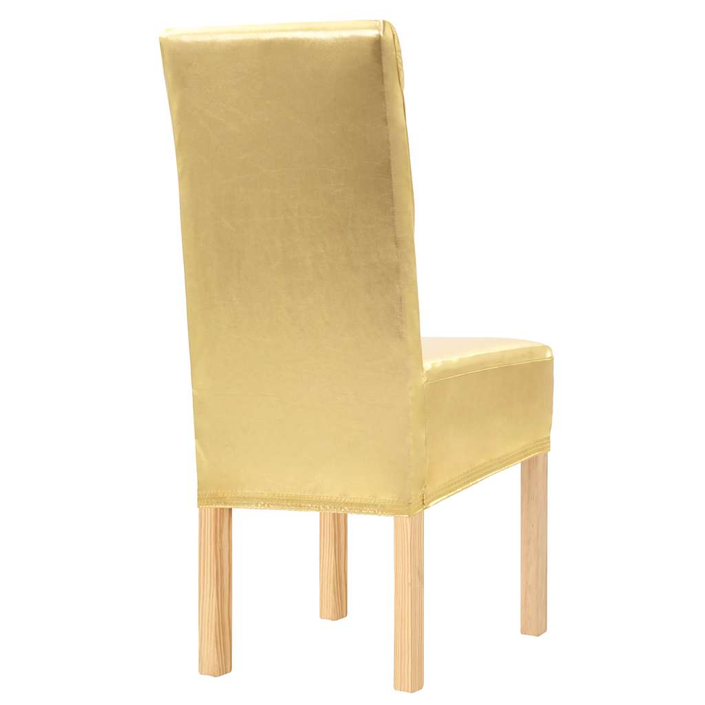 6 pcs Straight Chair Covers Stretch Gold