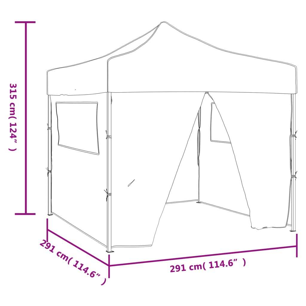 vidaXL Foldable Party Tent Pop-Up with 4 Sidewalls 3x3 m Anthracite