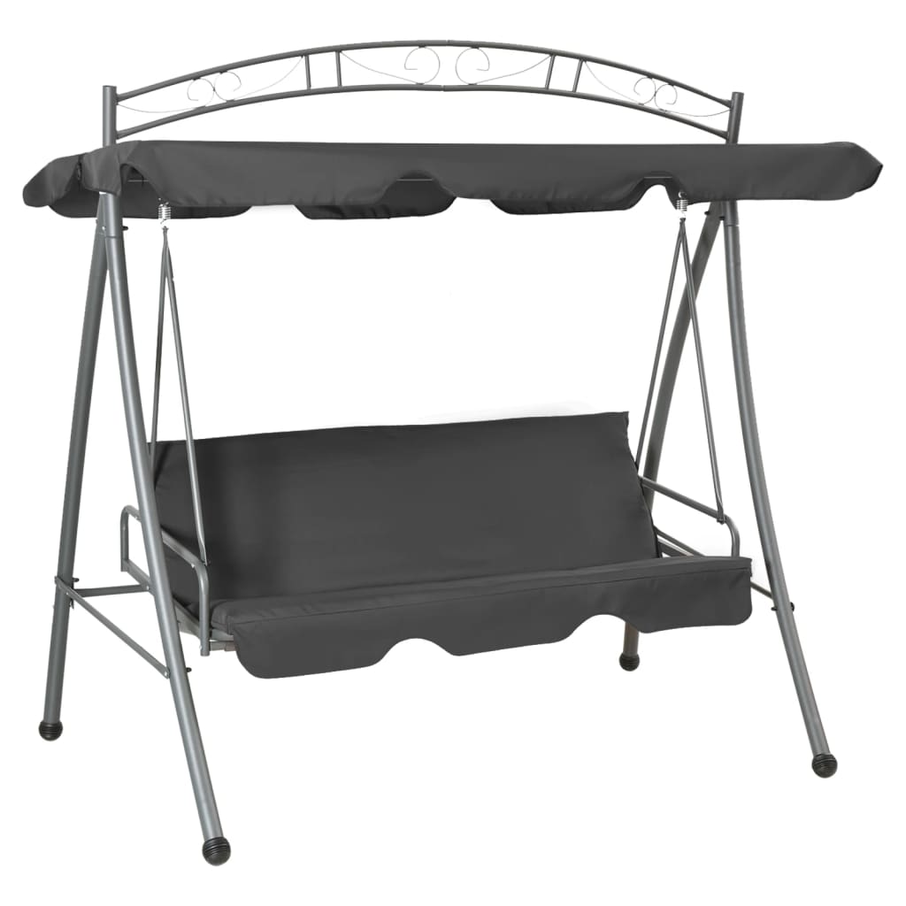 45074 vidaXL Outdoor Convertible Swing Bench with Canopy Anthracite 198x120x205 cm Steel