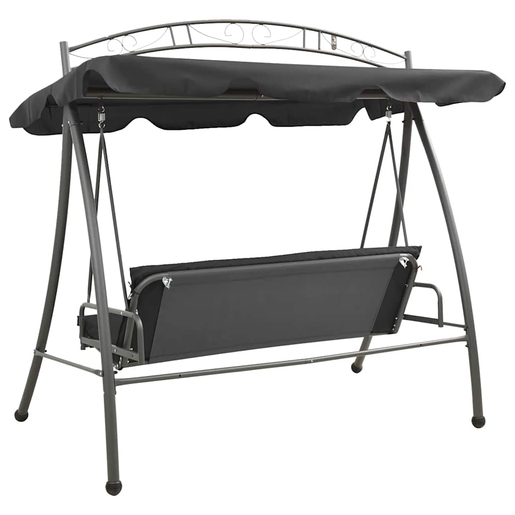 45074 vidaXL Outdoor Convertible Swing Bench with Canopy Anthracite 198x120x205 cm Steel