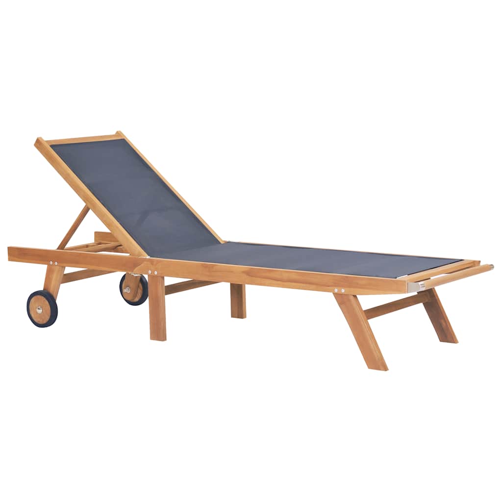 Sunlounger | Teak and Black | Teak wood and Textilene fabric | Standard