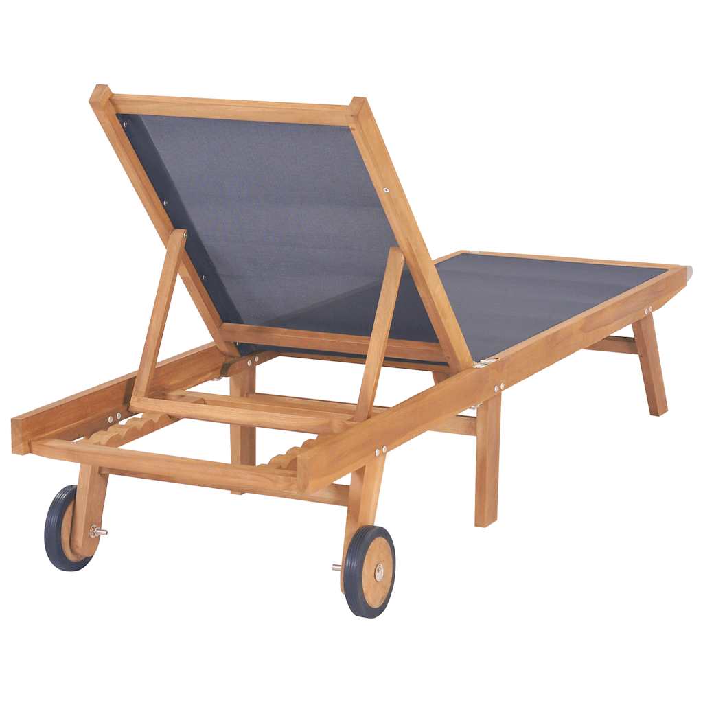 Sunlounger | Teak and Black | Teak wood and Textilene fabric | Standard