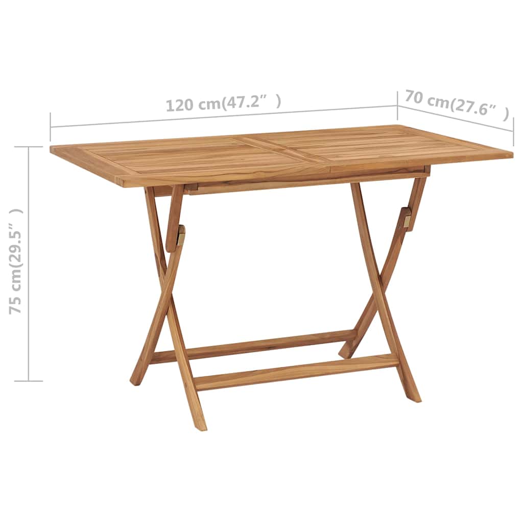 44682 vidaXL Folding Garden Table 120x70x75 cm Solid Teak Wood