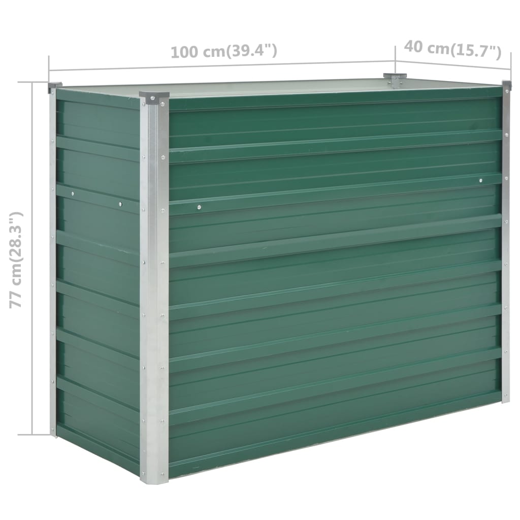 vidaXL Garden Raised Bed Galvanised Steel 100x40x77 cm Green