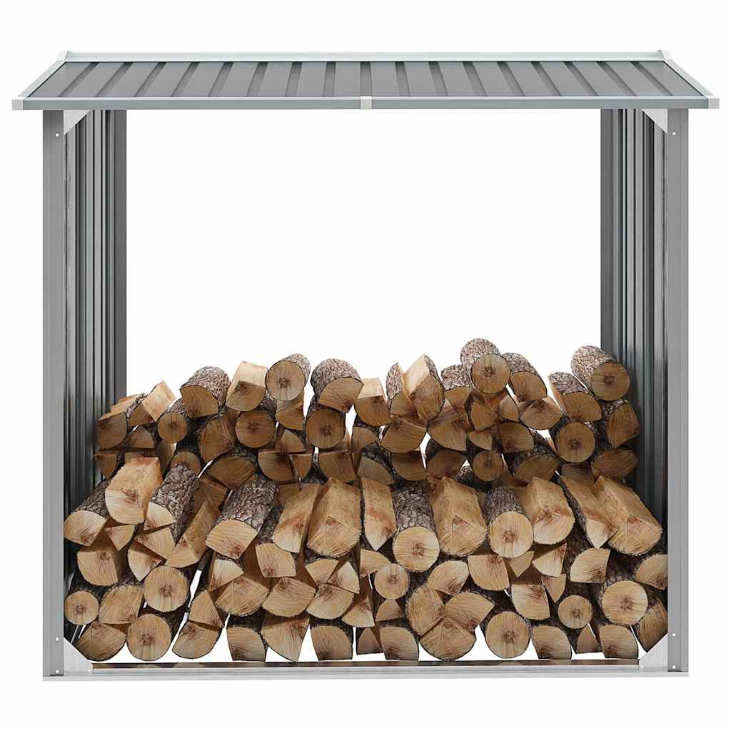 Garden Log Storage Shed Galvanised Steel 172x91x154 cm Grey