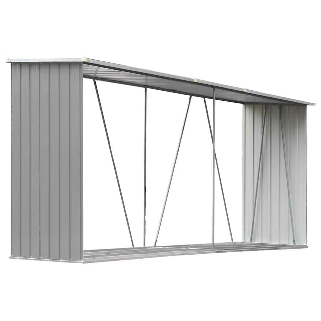 Garden Log Storage Shed Galvanised Steel 330x84x152 cm Grey