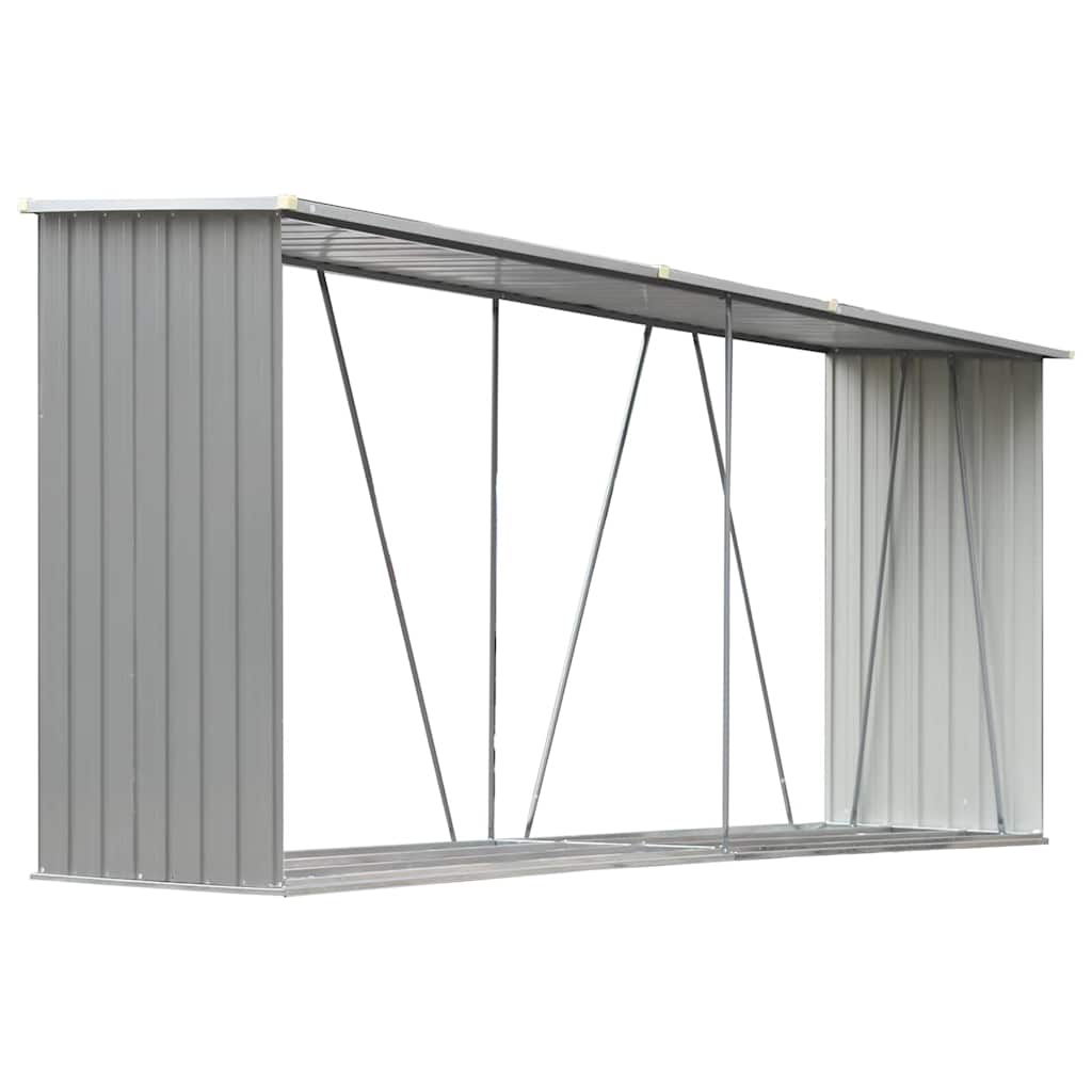 Garden Log Storage Shed Galvanised Steel 330x84x152 cm Grey