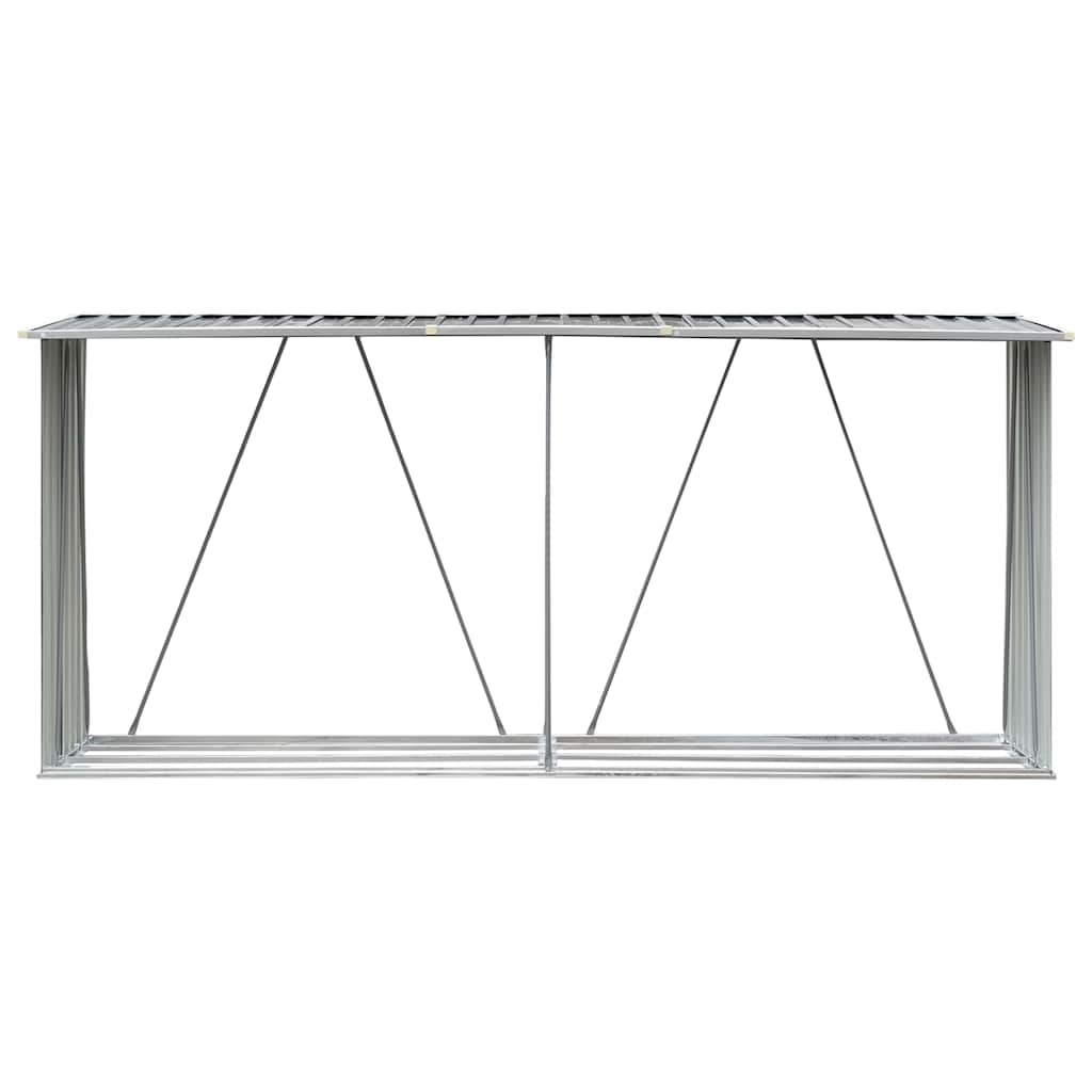 Garden Log Storage Shed Galvanised Steel 330x84x152 cm Grey