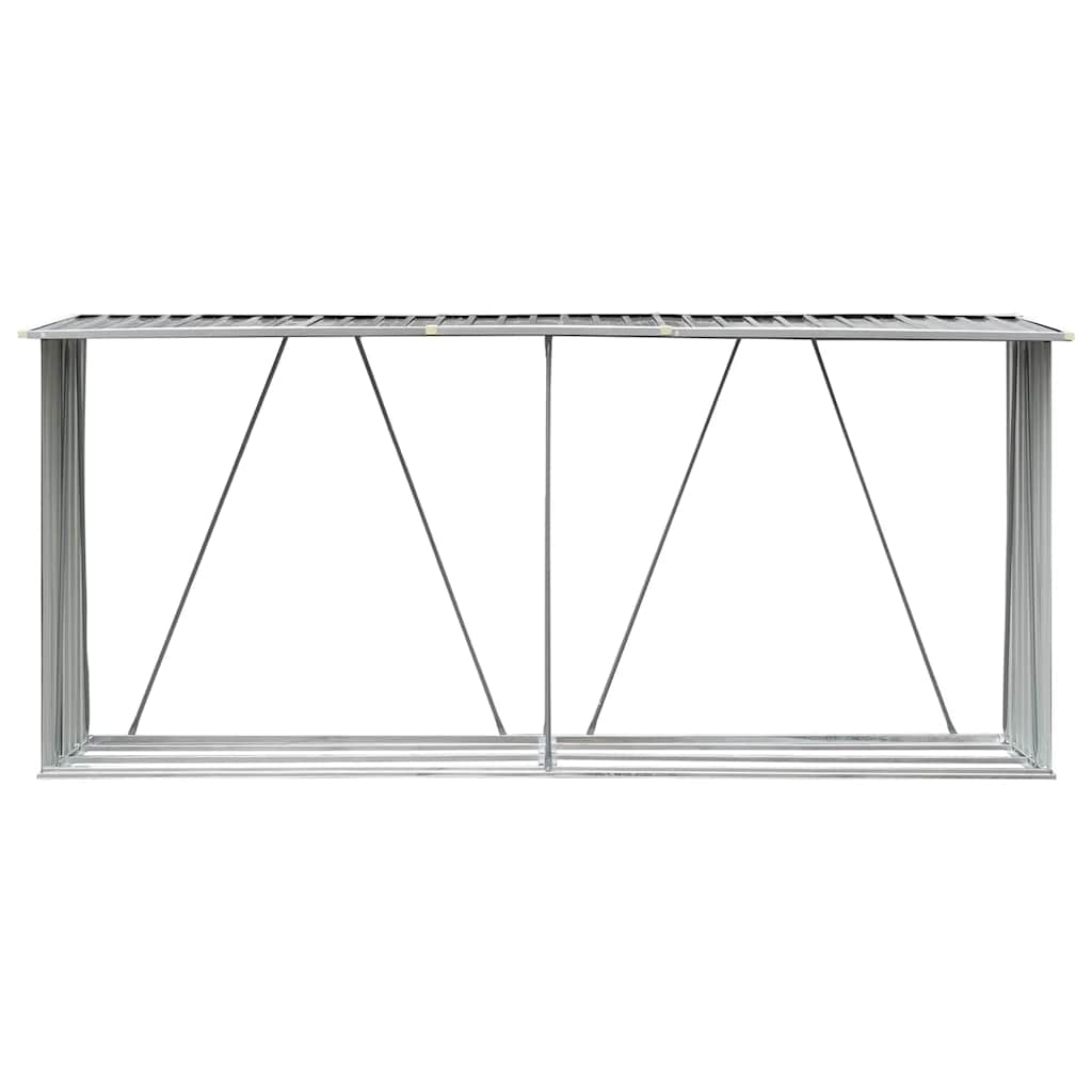 Garden Log Storage Shed Galvanised Steel 330x84x152 cm Grey