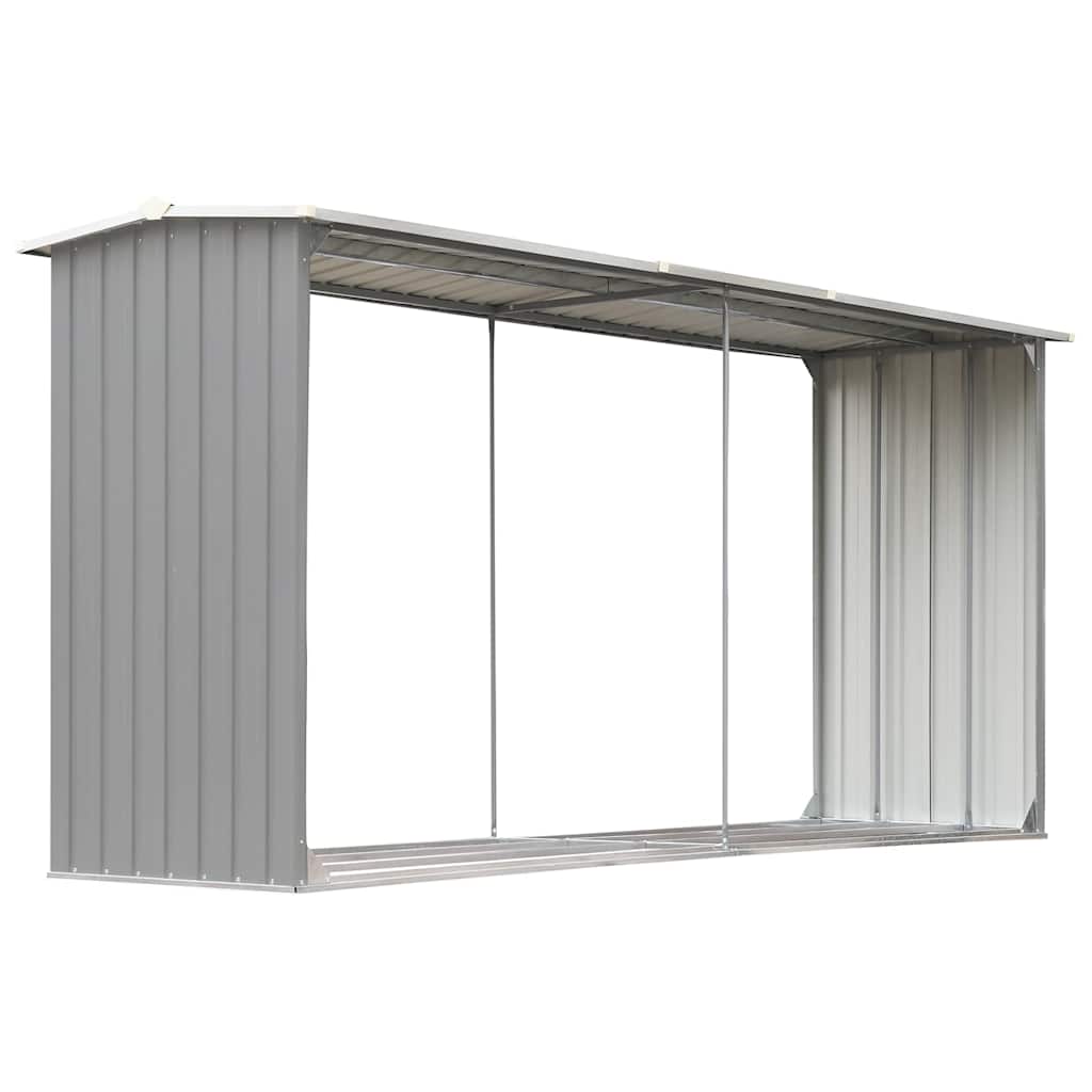 44860 vidaXL Garden Log Storage Shed Galvanised Steel 330x92x153 cm Grey