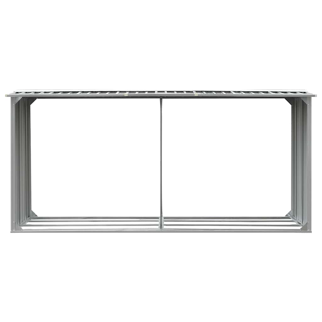 Garden Log Storage Shed Galvanised Steel 330x92x153 cm Grey