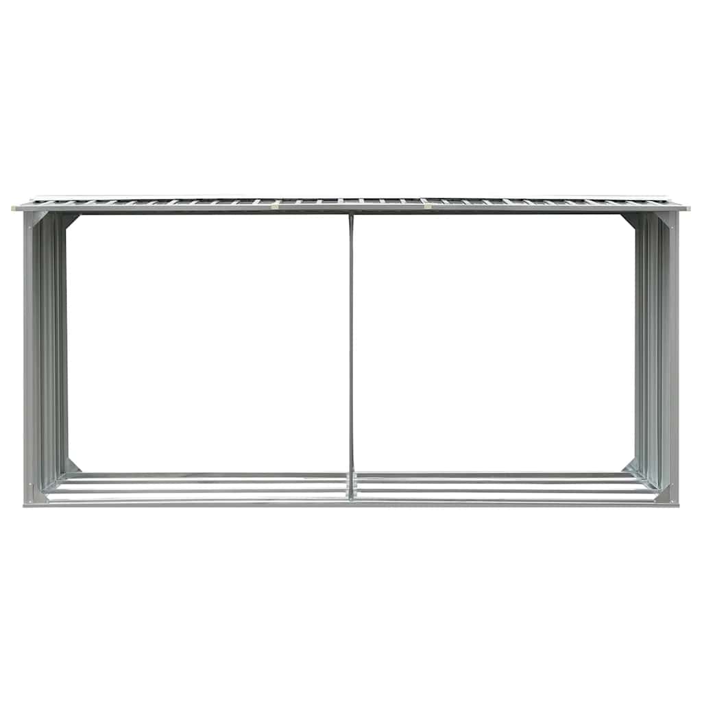 44860 vidaXL Garden Log Storage Shed Galvanised Steel 330x92x153 cm Grey