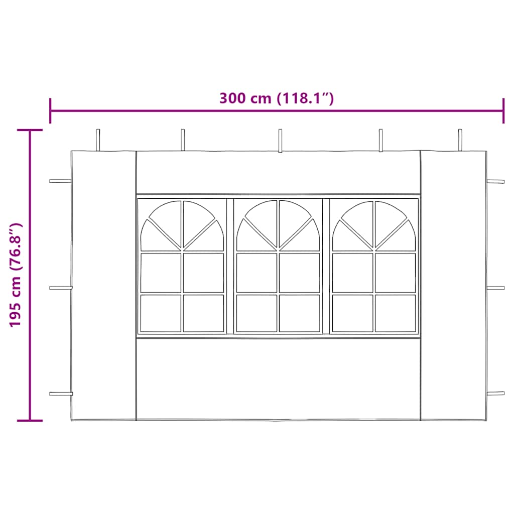 45113 vidaXL Party Tent Sidewall 2 pcs with Window PE White