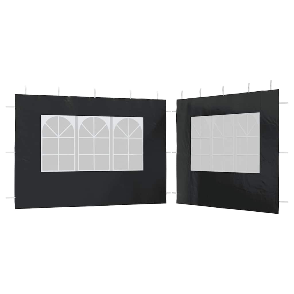 45117 vidaXL Party Tent Sidewall 2 pcs with Window PE Anthracite