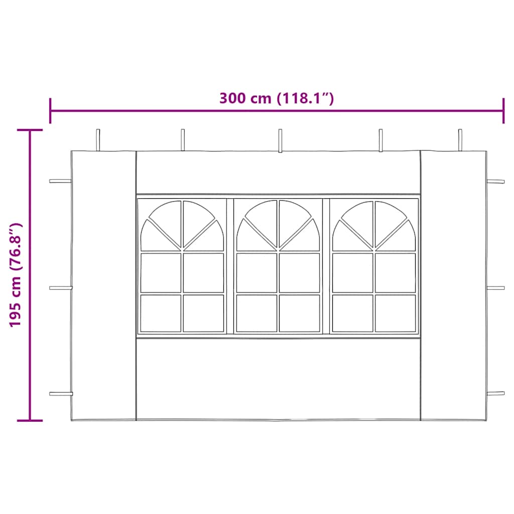 45119 vidaXL Party Tent Sidewall 2 pcs with Window PE Green