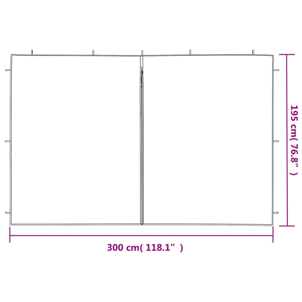 Partytent Zijwand 2 stuks met Rits PE Groen