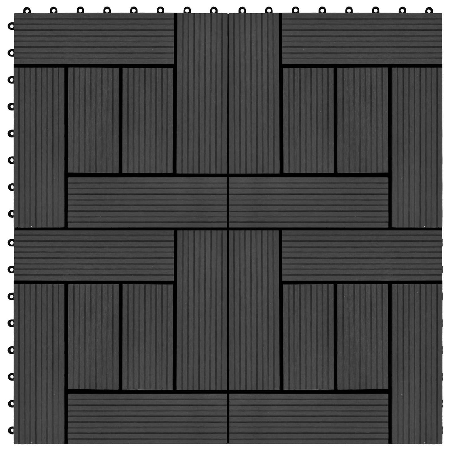 Decking Tile 11 pcs Black 30 x 30 cm WPC