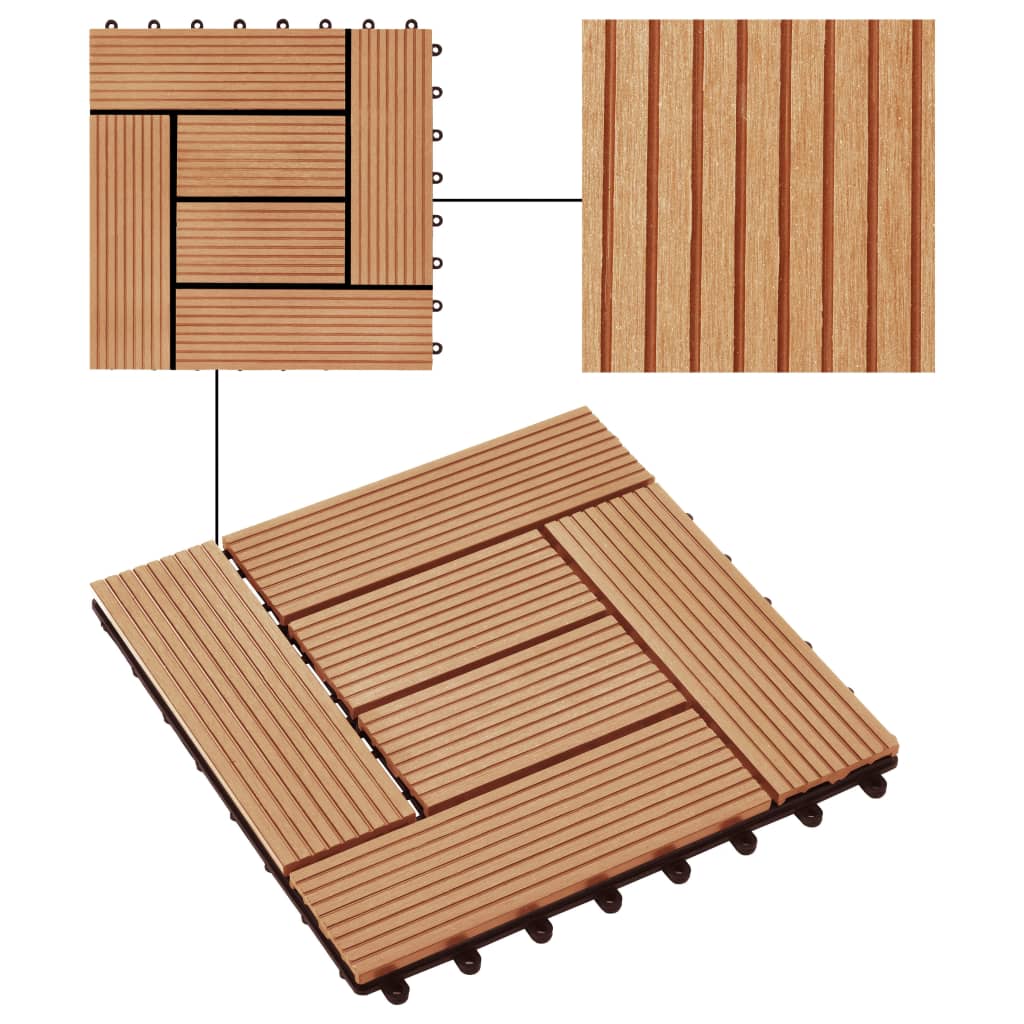 vidaXL 11 pcs Decking Tiles WPC 30x30 cm 1 sqm Teak Colour