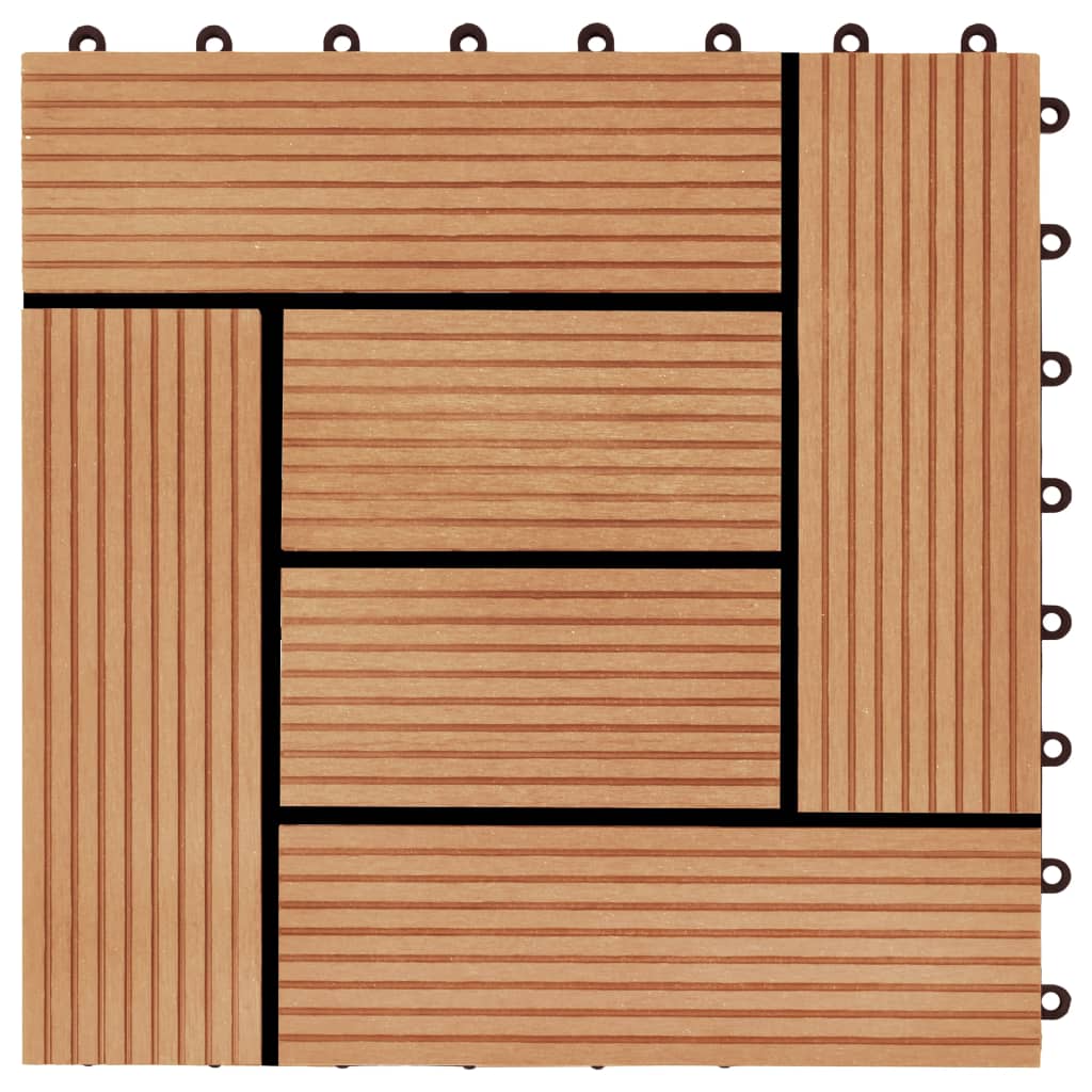 vidaXL 11 pcs Decking Tiles WPC 30x30 cm 1 sqm Teak Colour