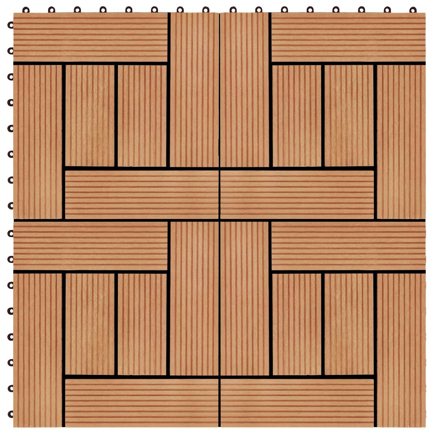 Decking Tile 11 pcs Teak 30 x 30 cm WPC