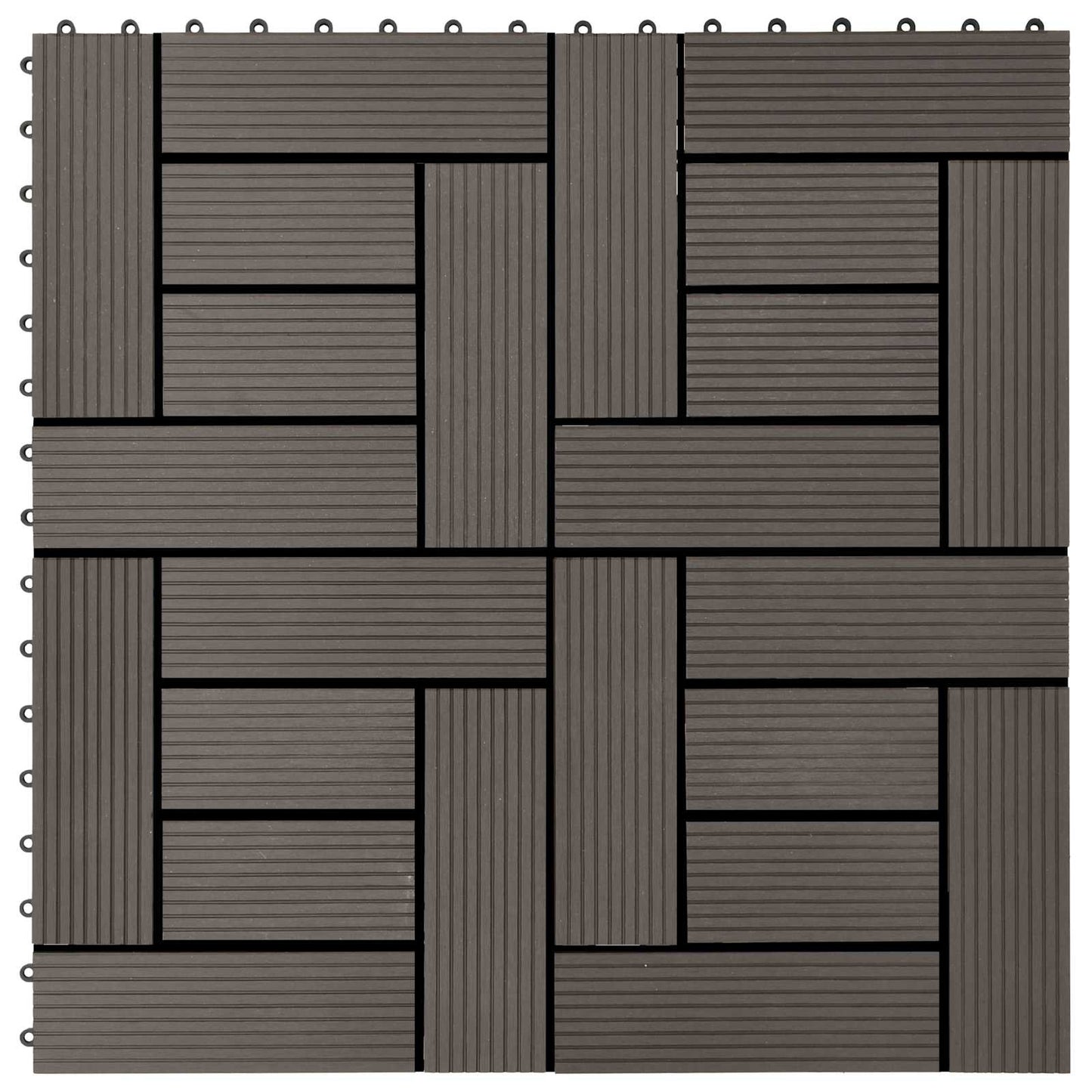 Decking Tile 11 pcs Dark Brown 30 x 30 cm WPC