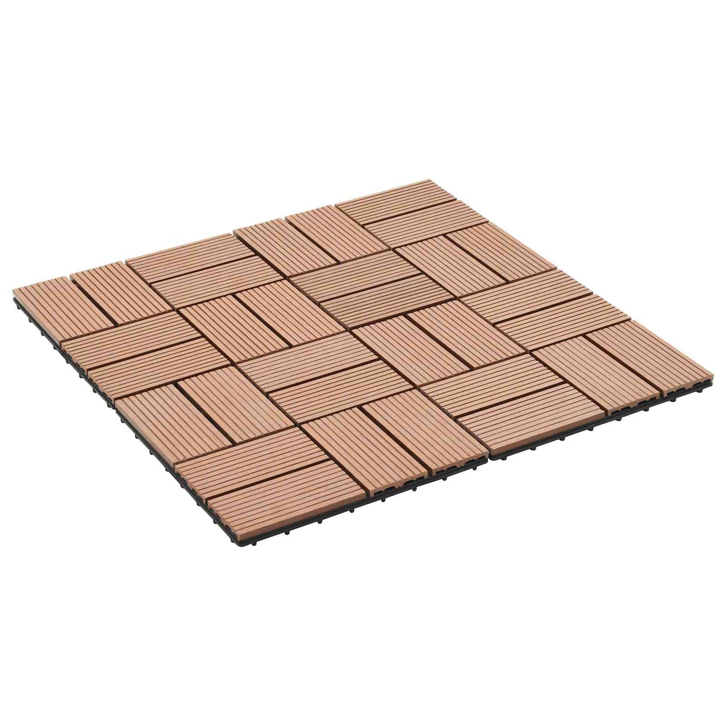Decking Tile 11 pcs Brown 30 x 30 cm WPC